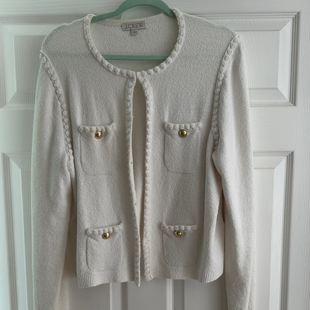 J.Crew Cream Cardigan with Gold Buttons
